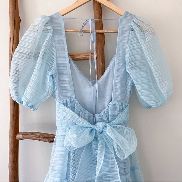 🚫SOLD🚫 [free people] hailey puff sleeve bow back midi dress light blue - Picture 6 of 13
